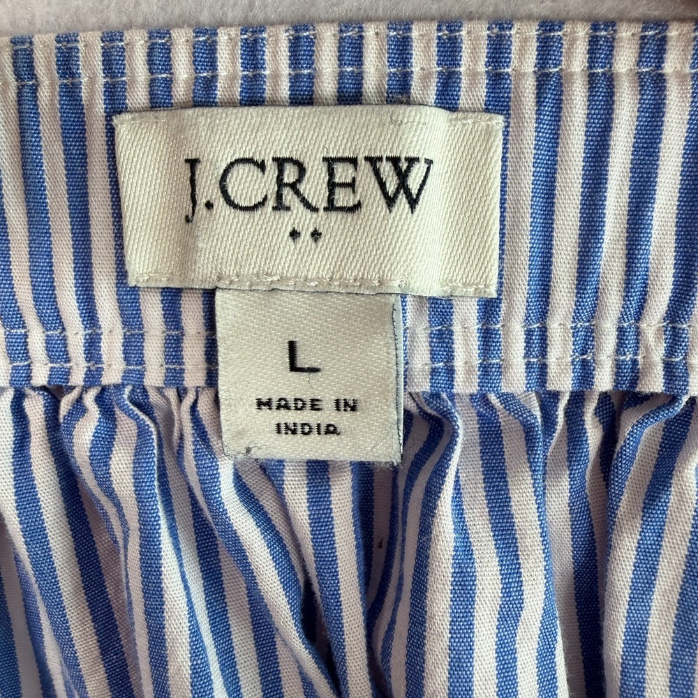 J Crew Womens Striped Embroidered Midi Skirt Sz L Blue White Coastal Cottage - Picture 6 of 8